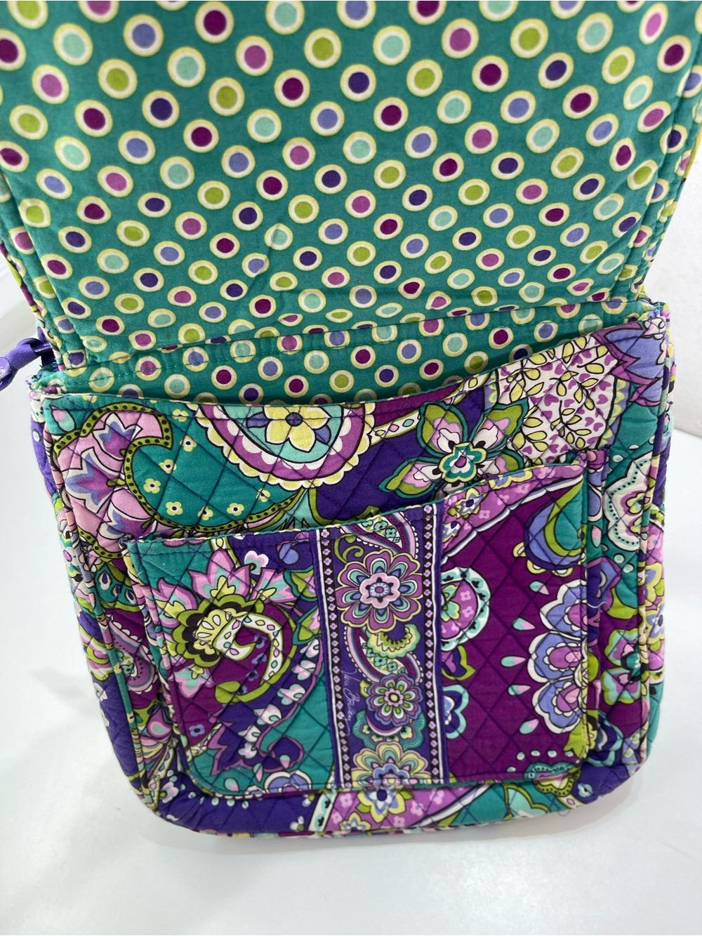 Vera Bradley Hipster Purple Paisley Crossbody Messenger Bag 4 Pocket Boho Fariy - Picture 11 of 11
